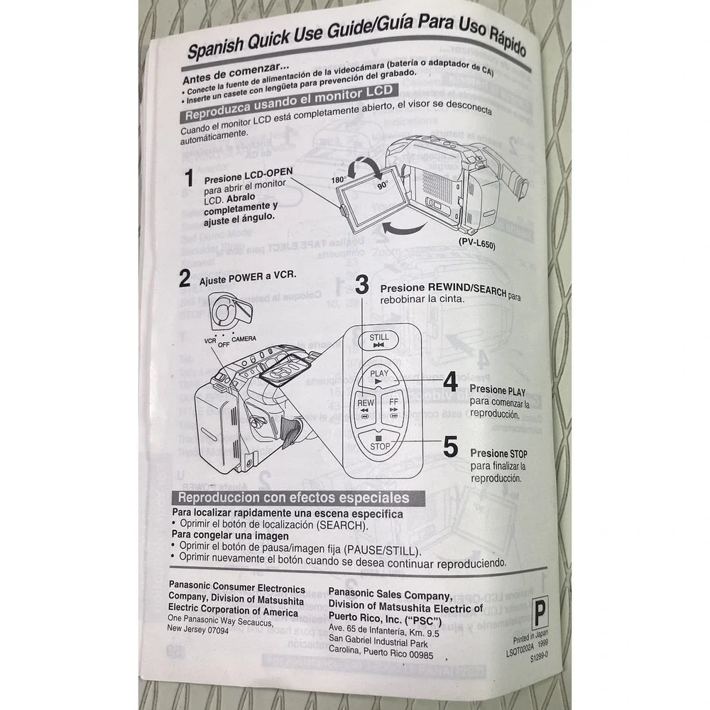 Panasonic Camcorder Manual Only - PV-L550/‎ L650 Operating Instructions